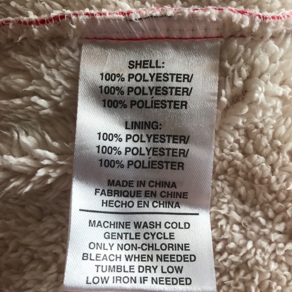 Christmas ADTN Sherpa Lined Festive Print Oversized Hoodie Size XL Red White - Picture 6 of 6